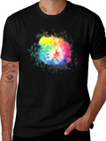 Rainbow Lion Splatter Graphic Tee - Black