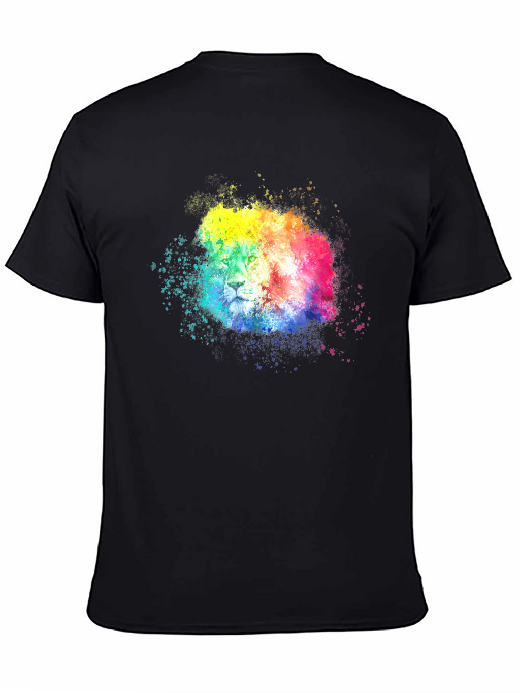Rainbow Lion Splatter Graphic Tee - Black