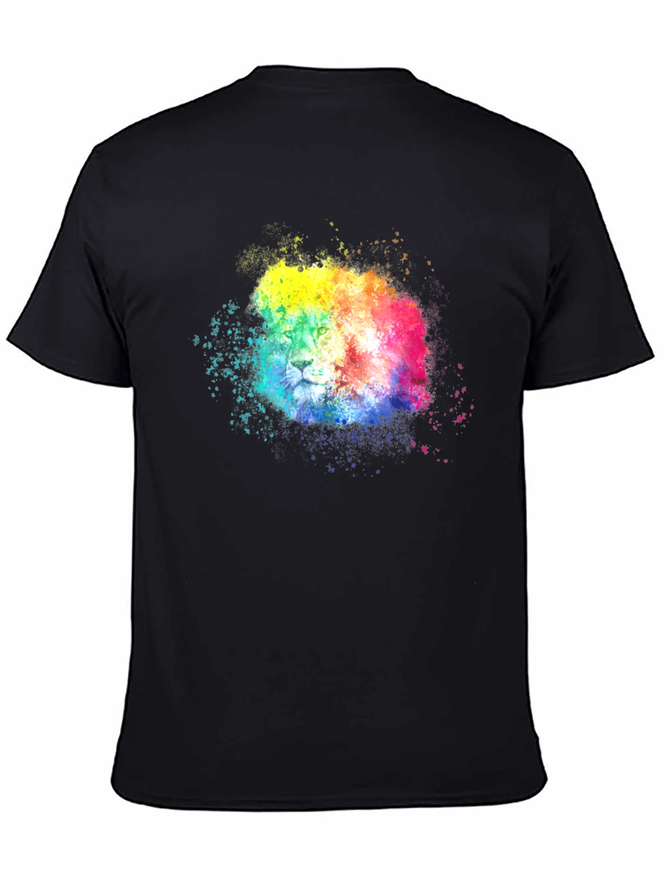 Rainbow Lion Splatter Graphic Tee - Black