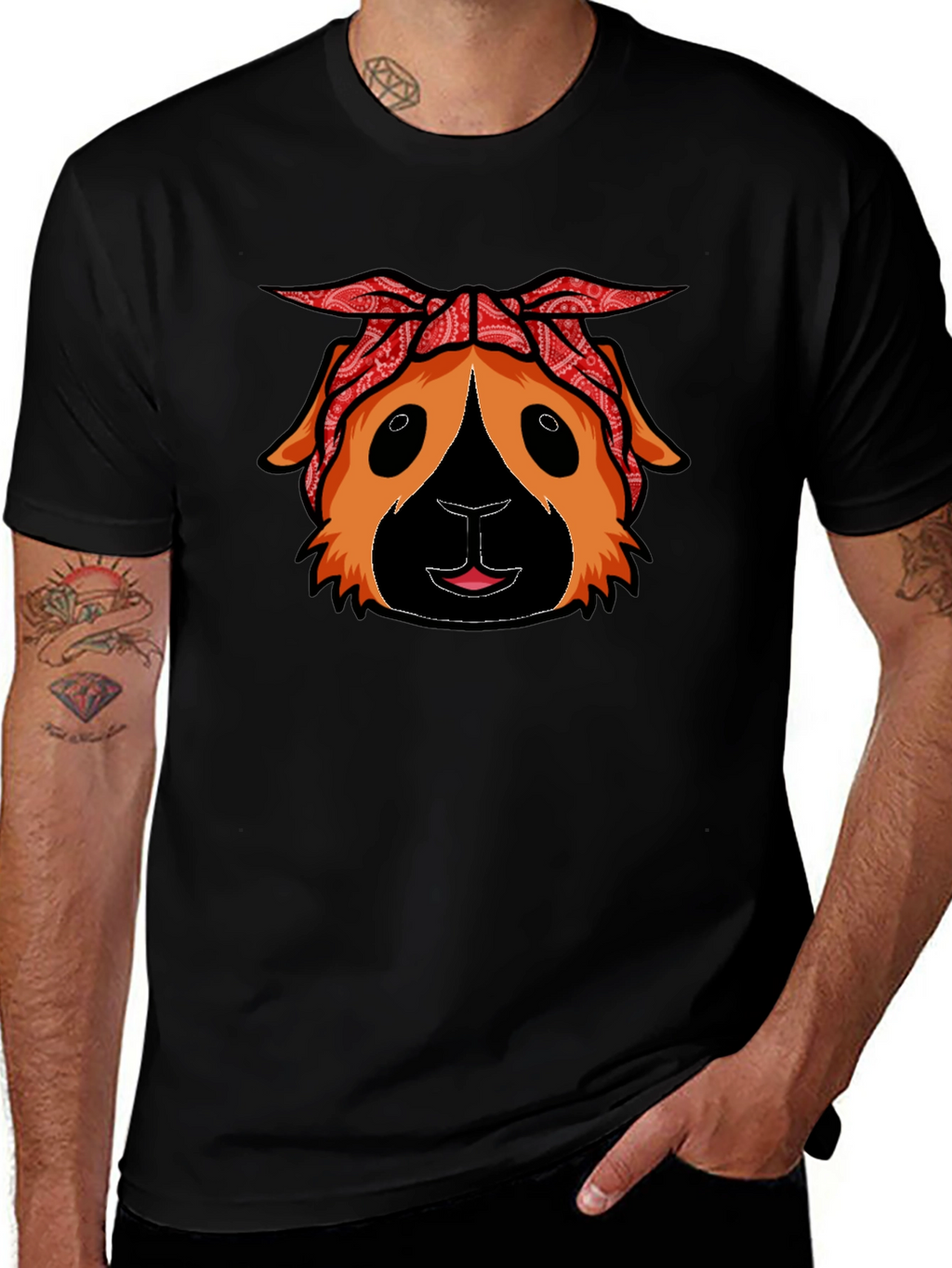 Guinea Pig Bandana T-Shirt - Black