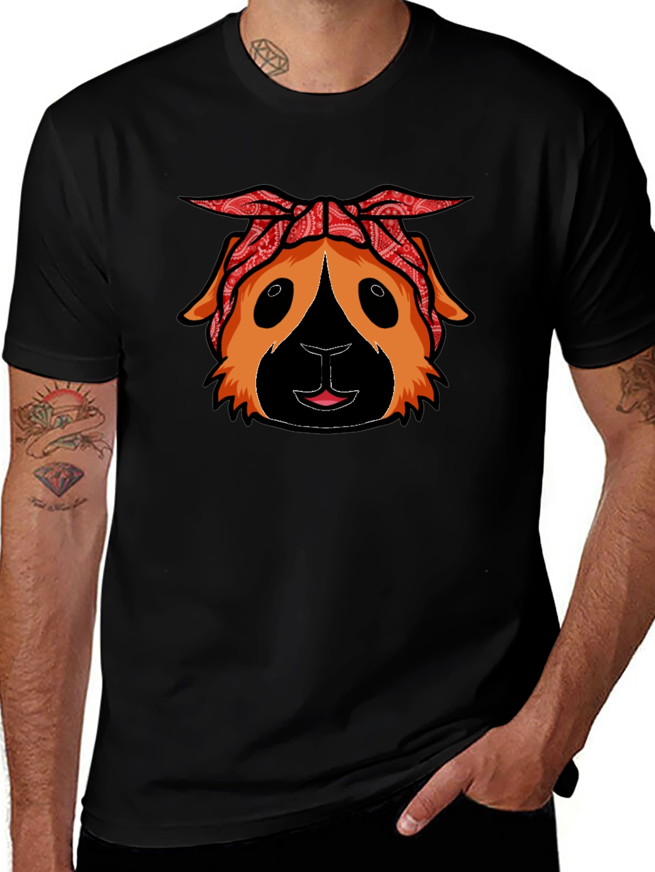 Guinea Pig Bandana T-Shirt - Black