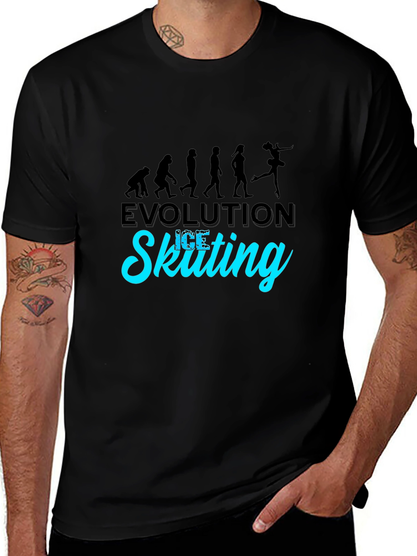 Evolution of Ice Skating Black T-Shirt