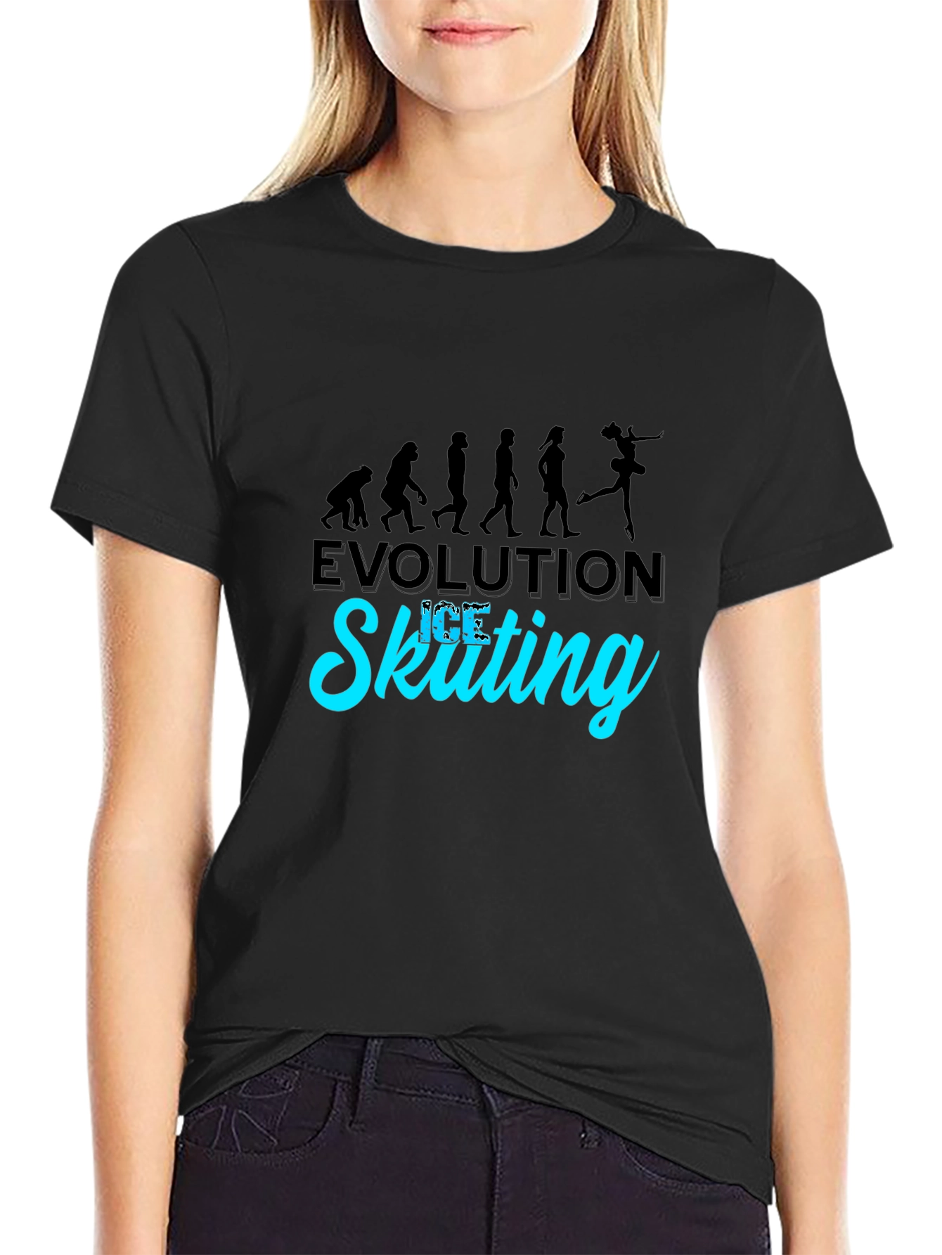 Evolution of Ice Skating Black T-Shirt