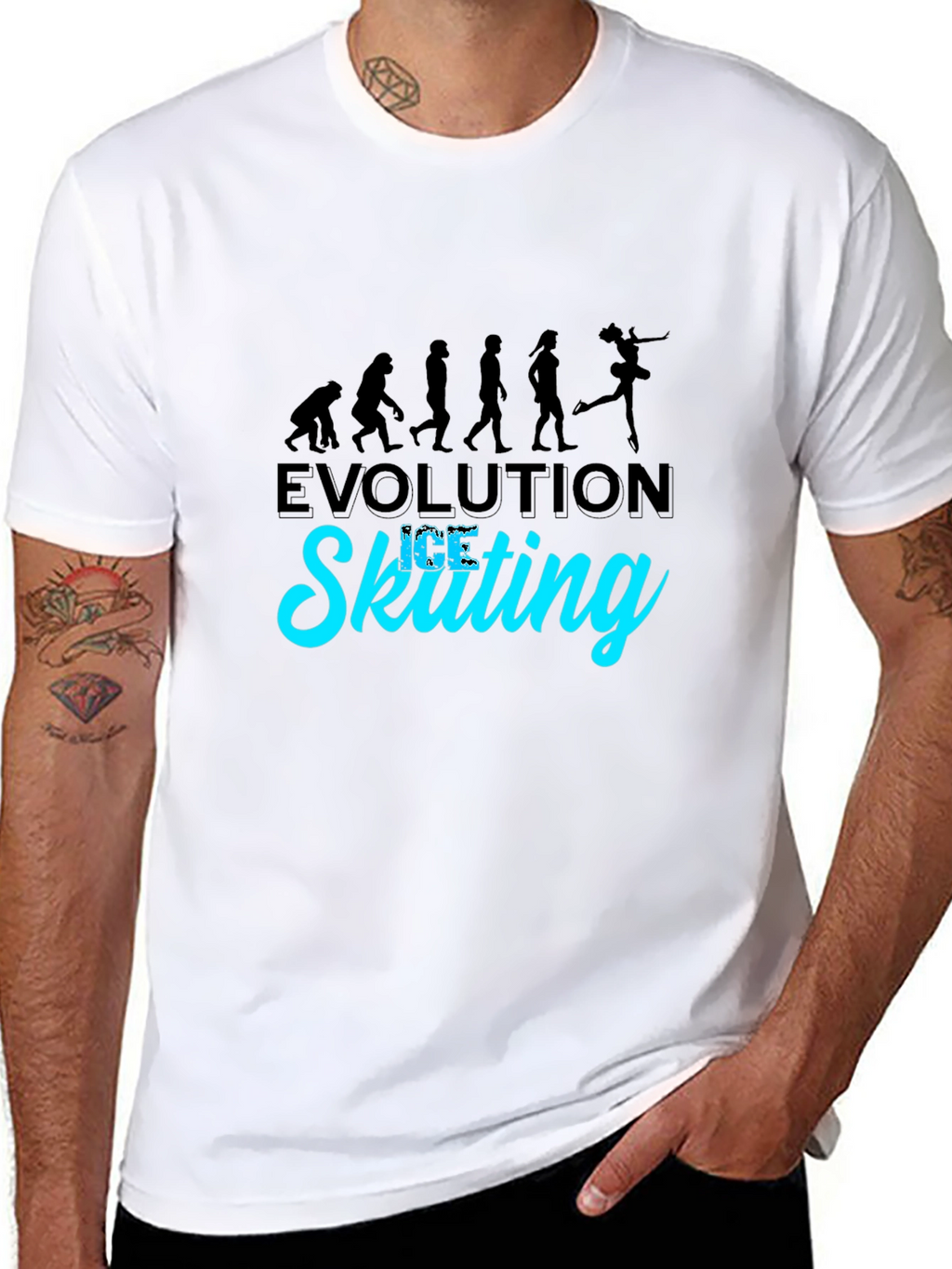 Evolution of Ice Skating Black T-Shirt
