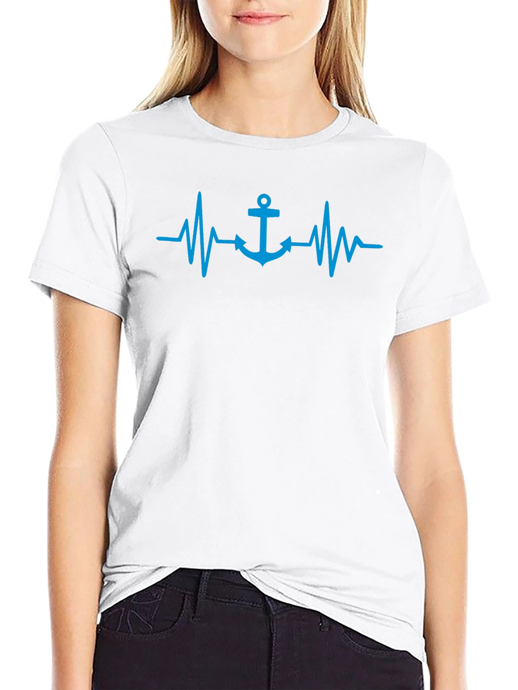 Anchor Heartbeat Graphic Tee - Nautical Style
