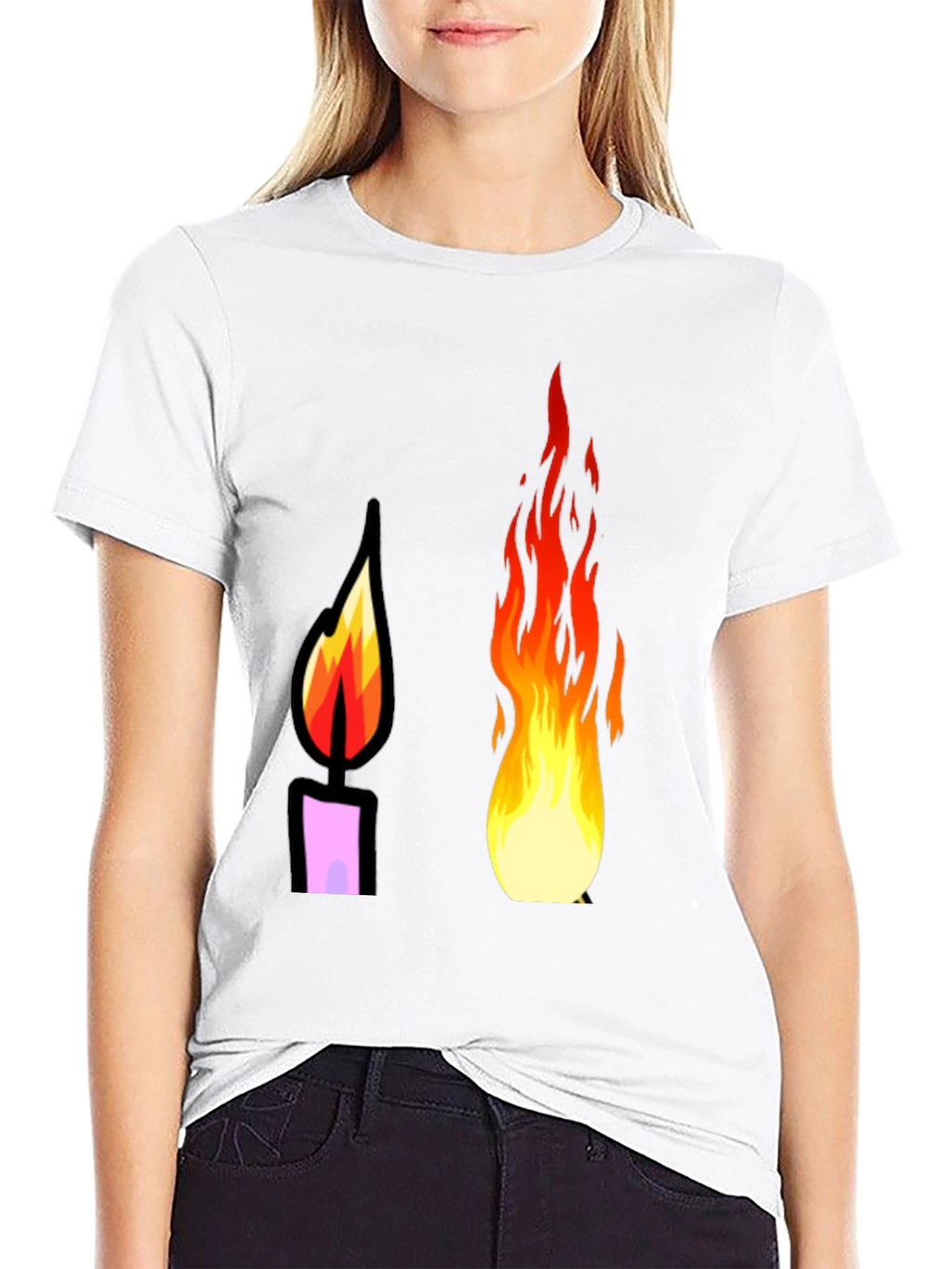 Flame Graphic Tee - Black Cotton T-Shirt