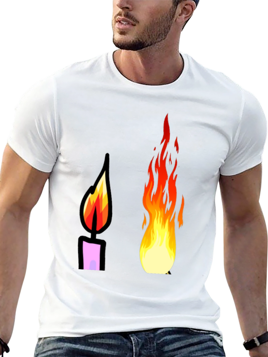 Flame Graphic Tee - Black Cotton T-Shirt