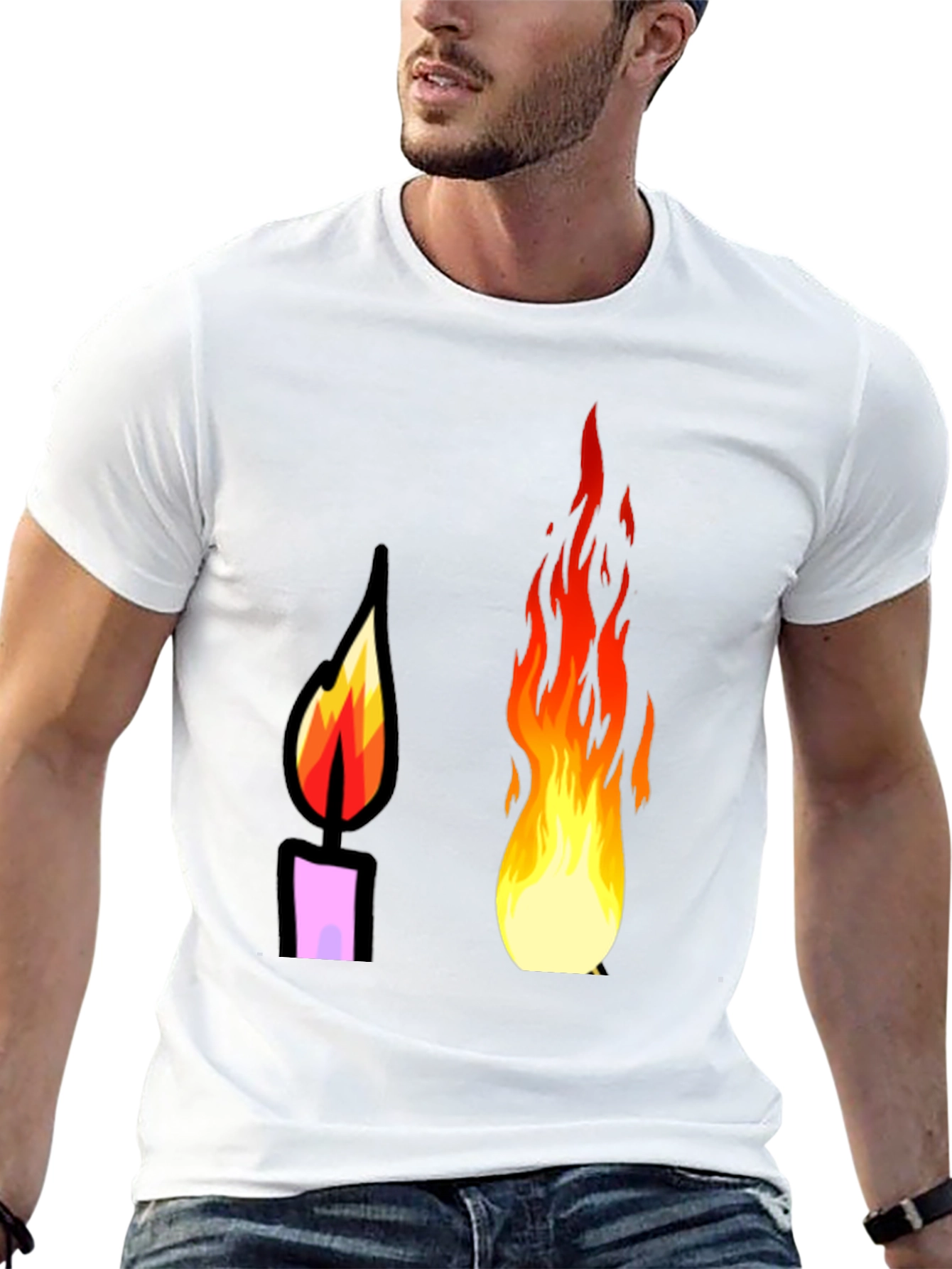 Flame Graphic Tee - Black Cotton T-Shirt
