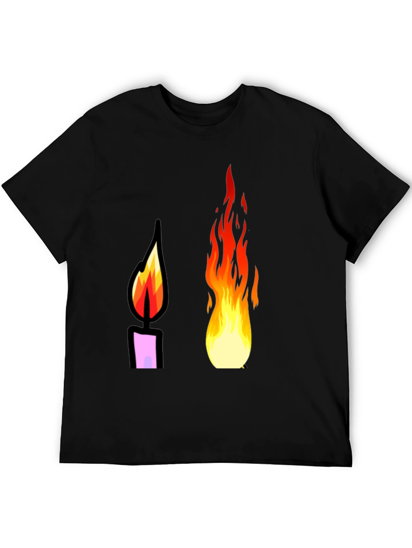 Flame Graphic Tee - Black Cotton T-Shirt