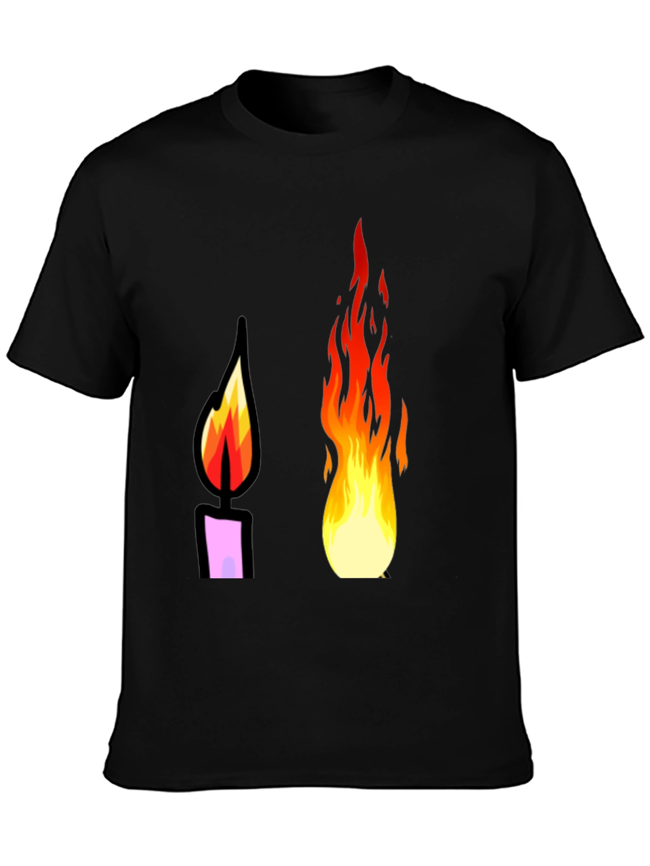Flame Graphic Tee - Black Cotton T-Shirt