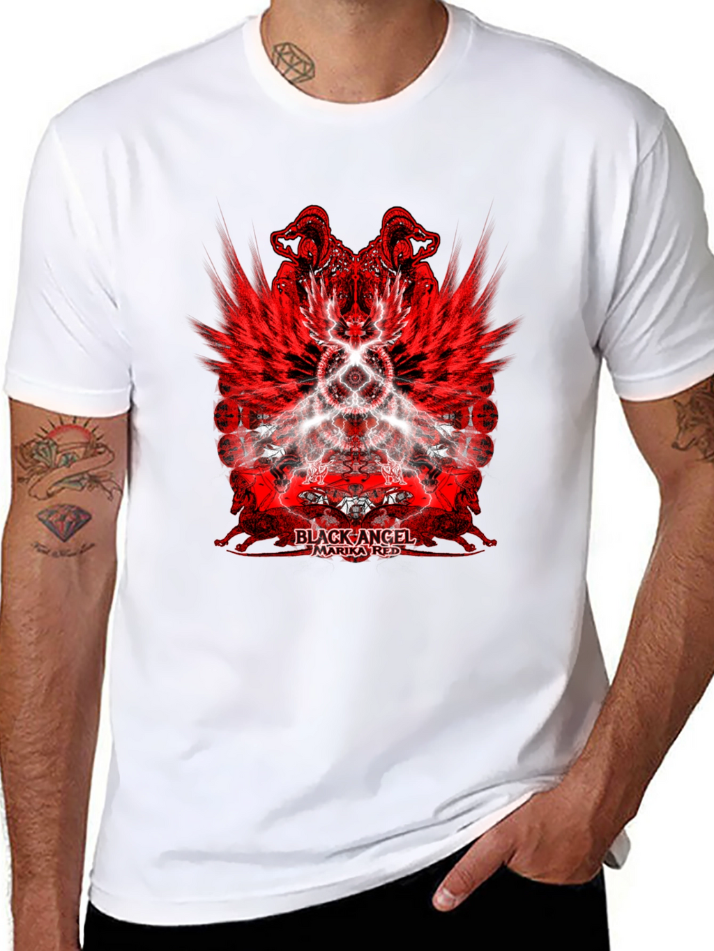 Black Angel Marika Red Graphic T-Shirt