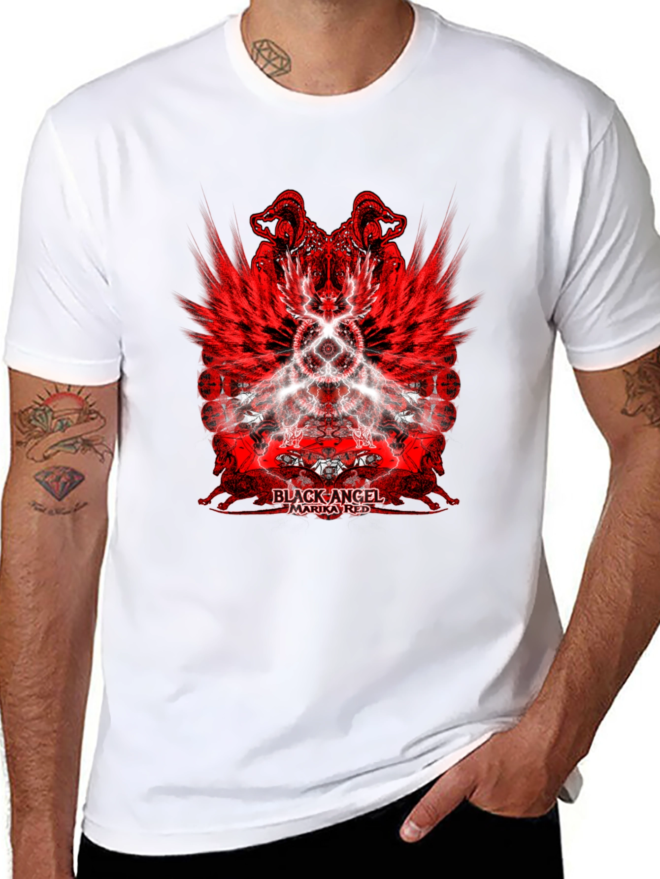 Black Angel Marika Red Graphic T-Shirt