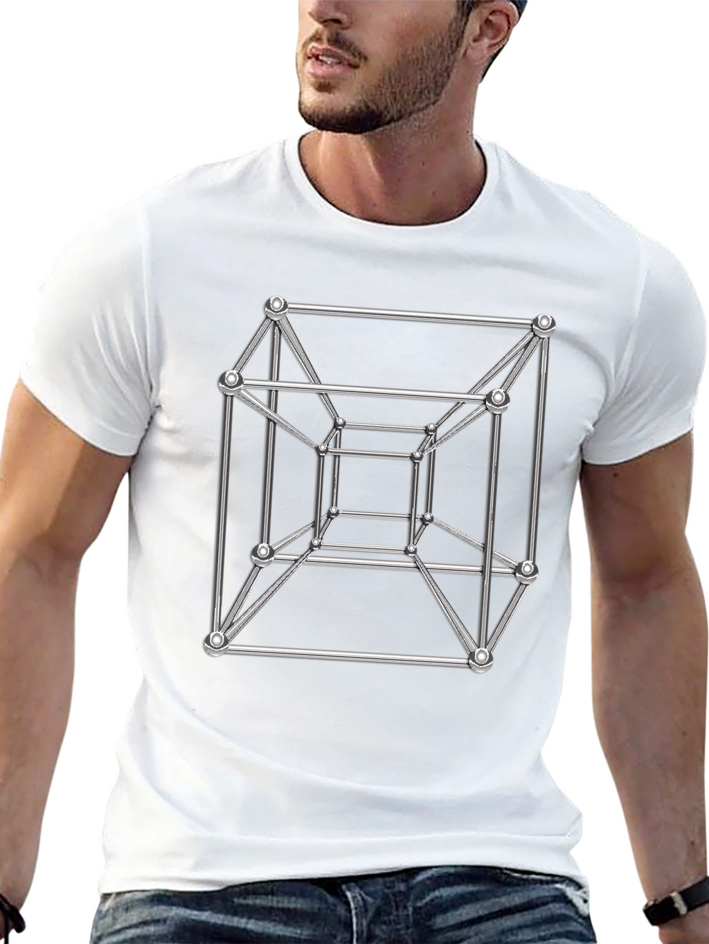Tesseract Design Black T-Shirt