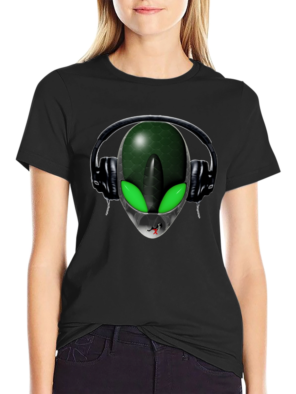 Alien DJ Black T-Shirt - Extraterrestrial Style