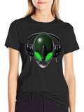 Alien DJ Black T-Shirt - Extraterrestrial Style