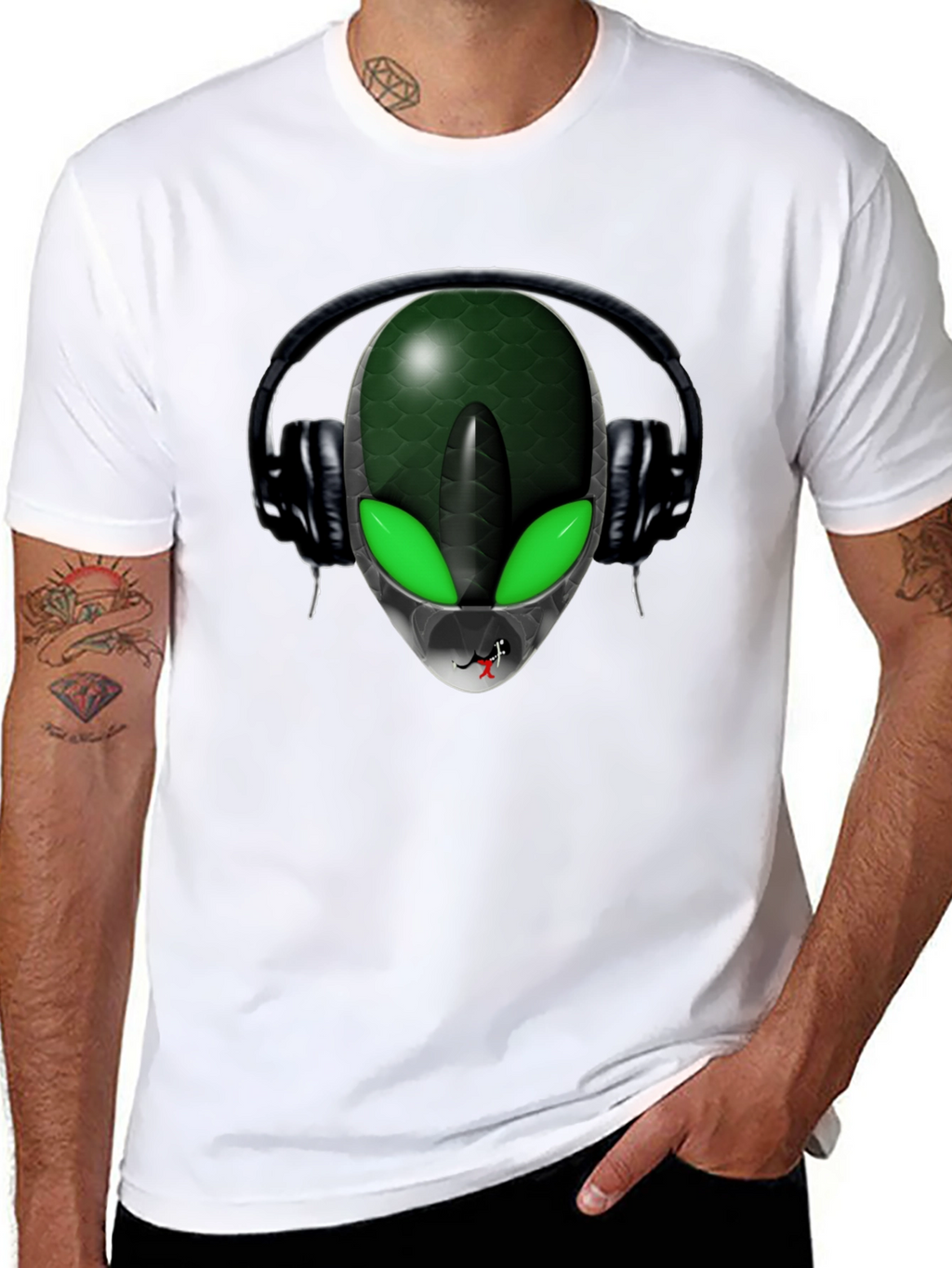 Alien DJ Black T-Shirt - Extraterrestrial Style