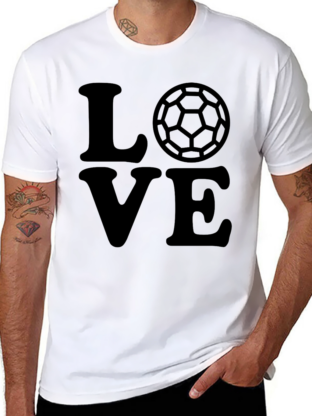Love Soccer T-Shirt Black Graphic Tee Mens