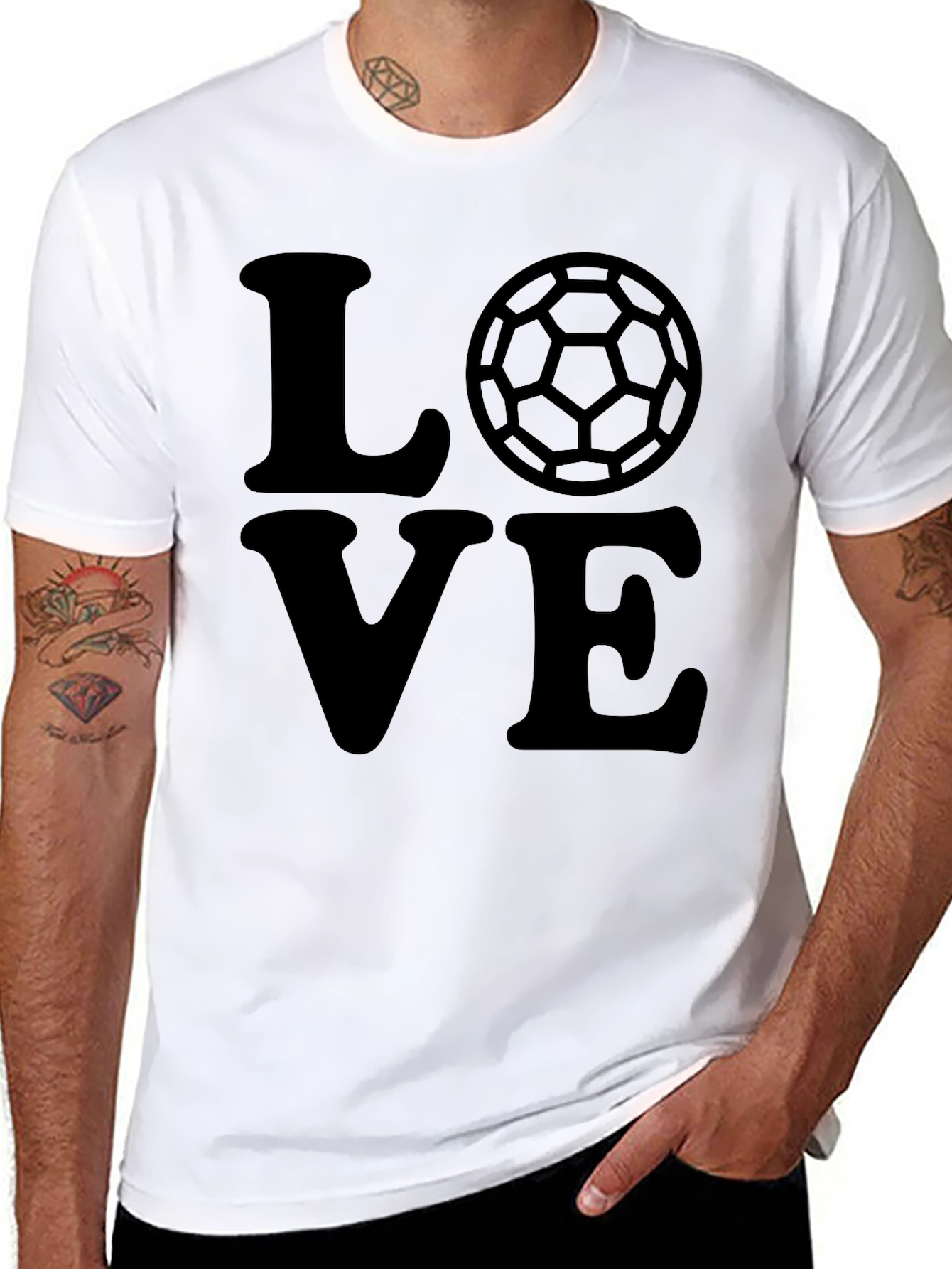 Love Soccer T-Shirt Black Graphic Tee Mens