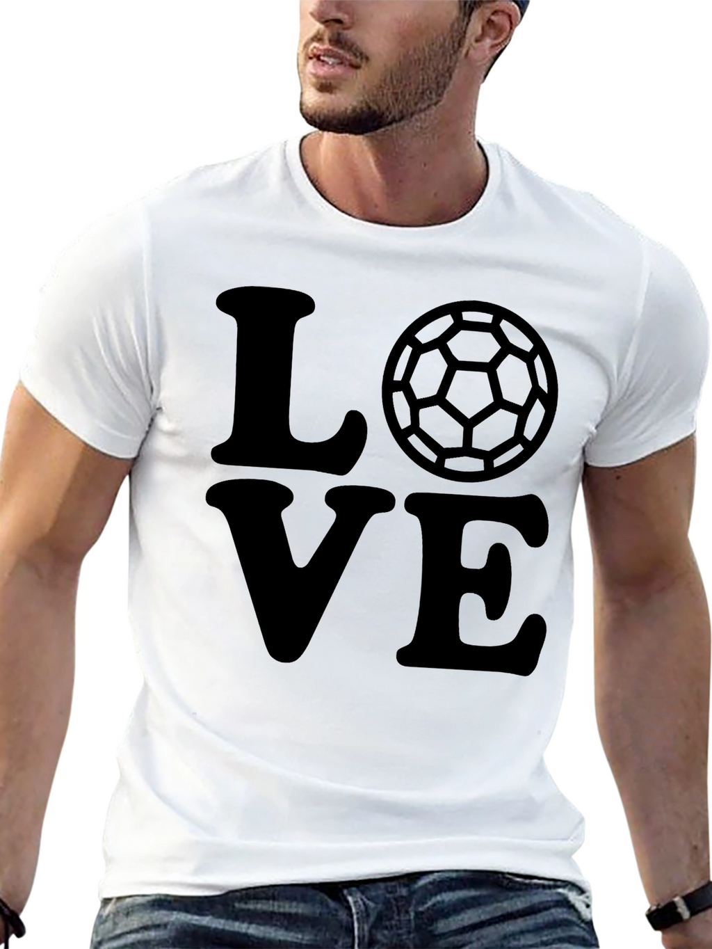 Love Soccer T-Shirt Black Graphic Tee Mens