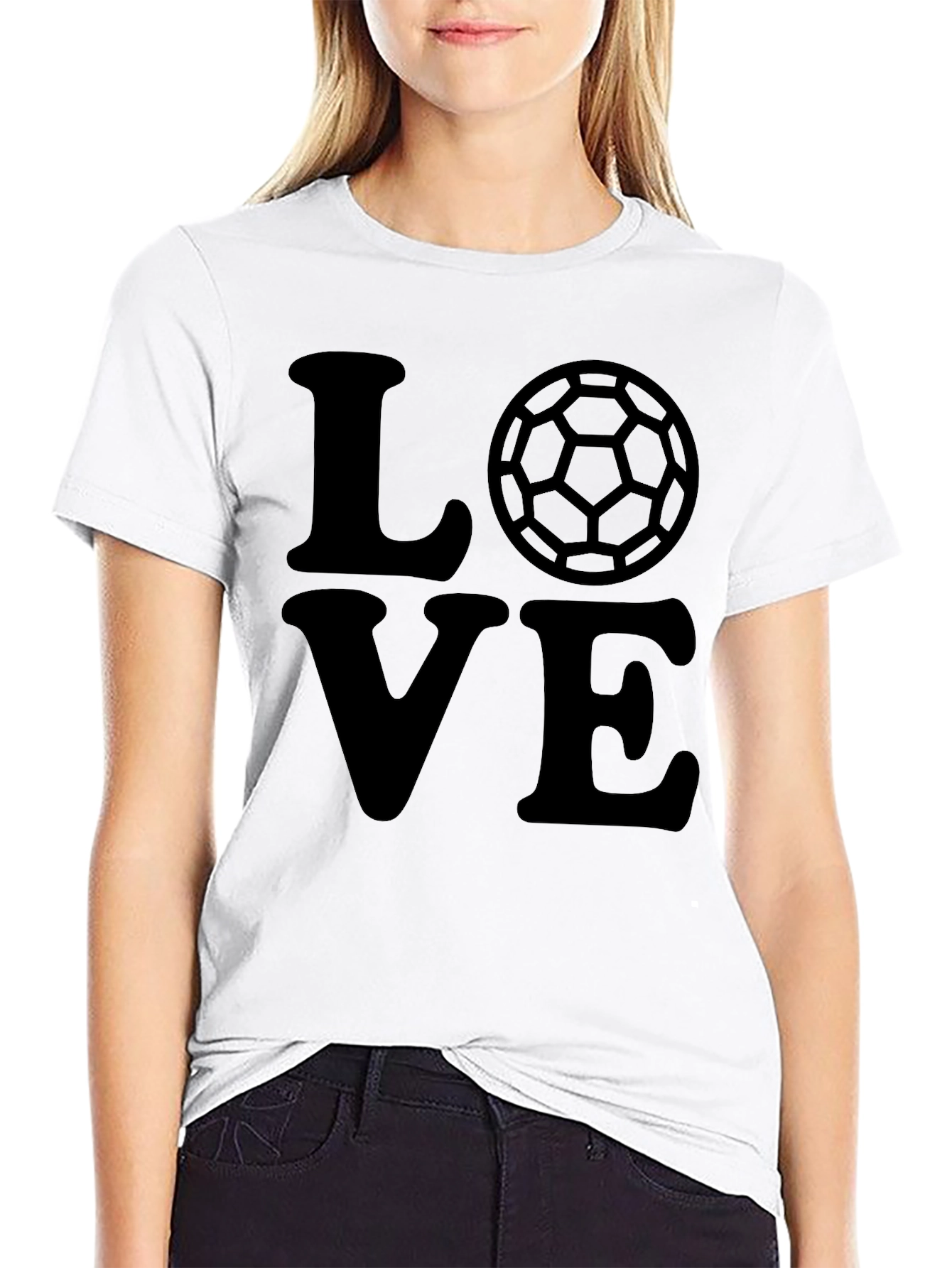Love Soccer T-Shirt Black Graphic Tee Mens