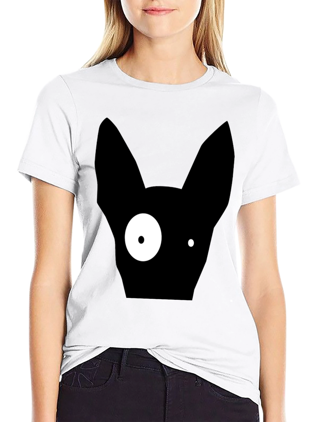Abstract One-Eyed Cat Graphic T-Shirt