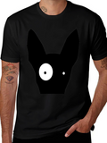 Abstract One-Eyed Cat Graphic T-Shirt