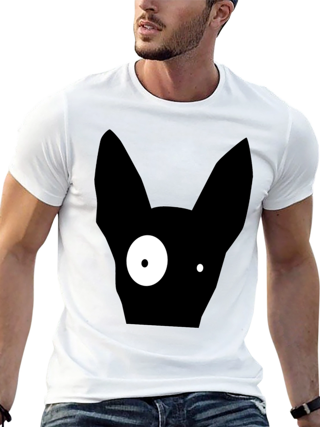 Abstract One-Eyed Cat Graphic T-Shirt