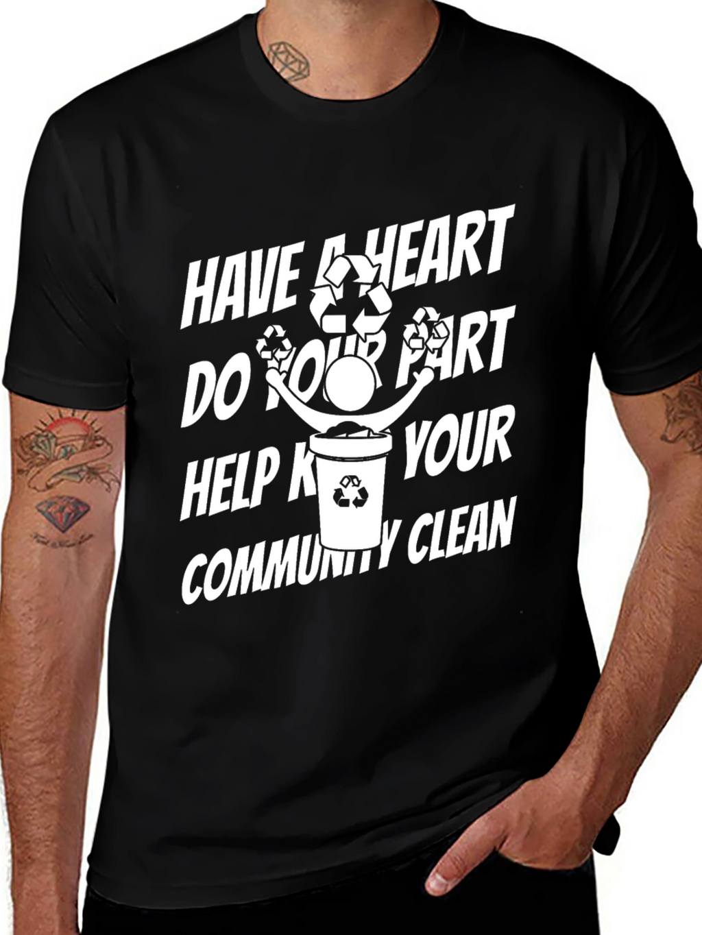 Eco-Friendly Have a Heart Graphic Black T-Shirt