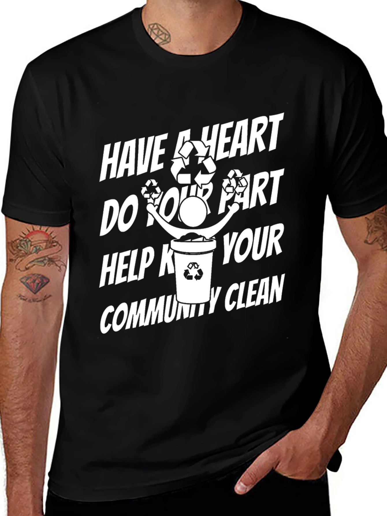Eco-Friendly Have a Heart Graphic Black T-Shirt