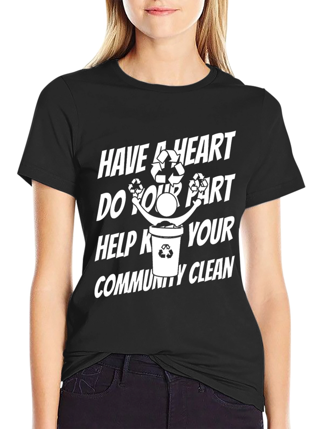 Eco-Friendly Have a Heart Graphic Black T-Shirt