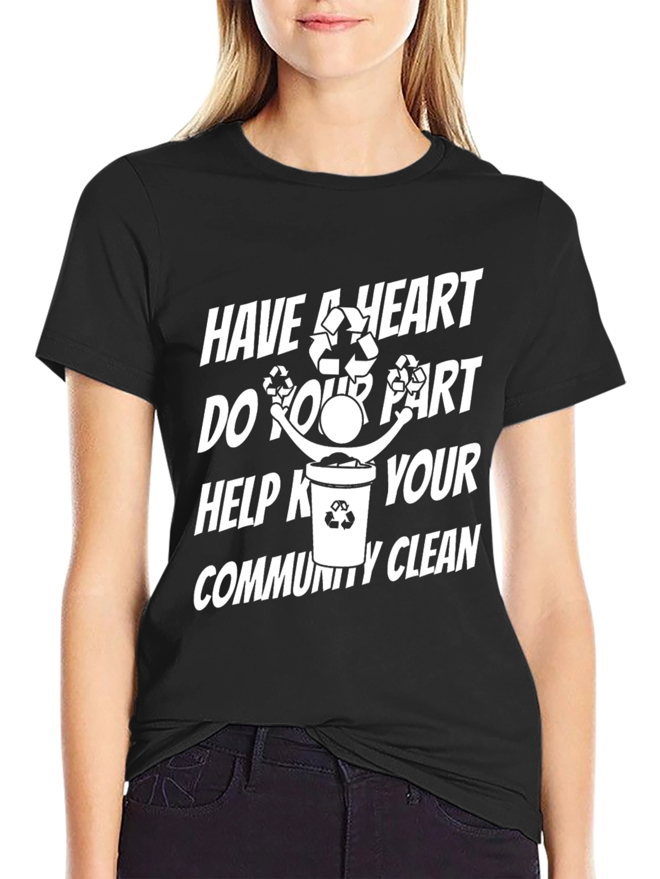 Eco-Friendly Have a Heart Graphic Black T-Shirt