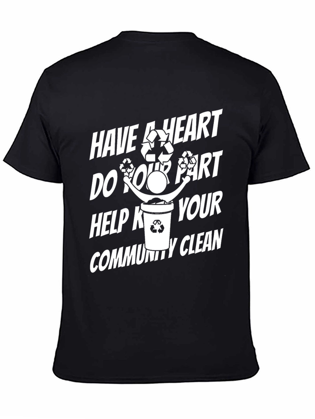 Eco-Friendly Have a Heart Graphic Black T-Shirt