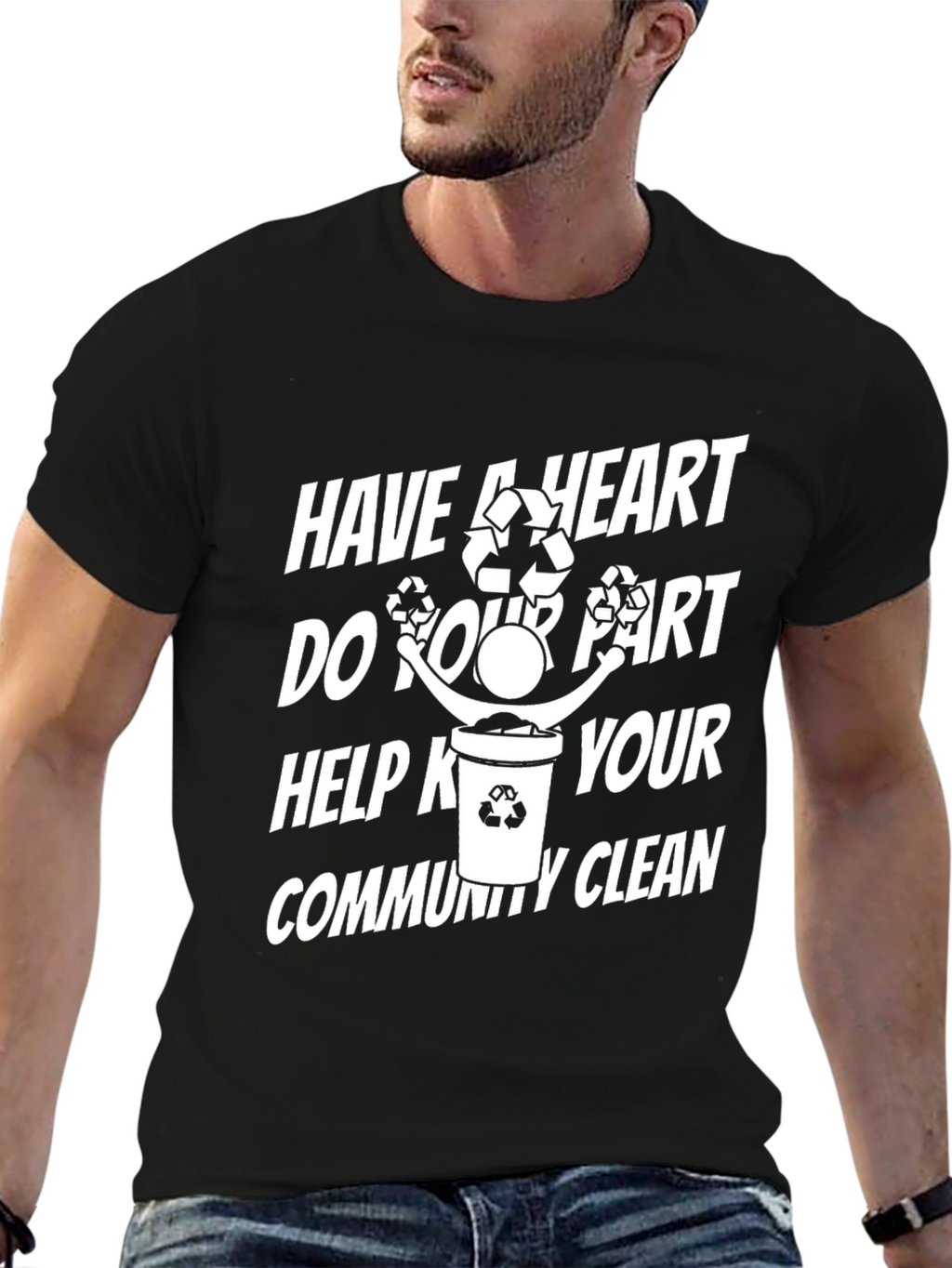 Eco-Friendly Have a Heart Graphic Black T-Shirt