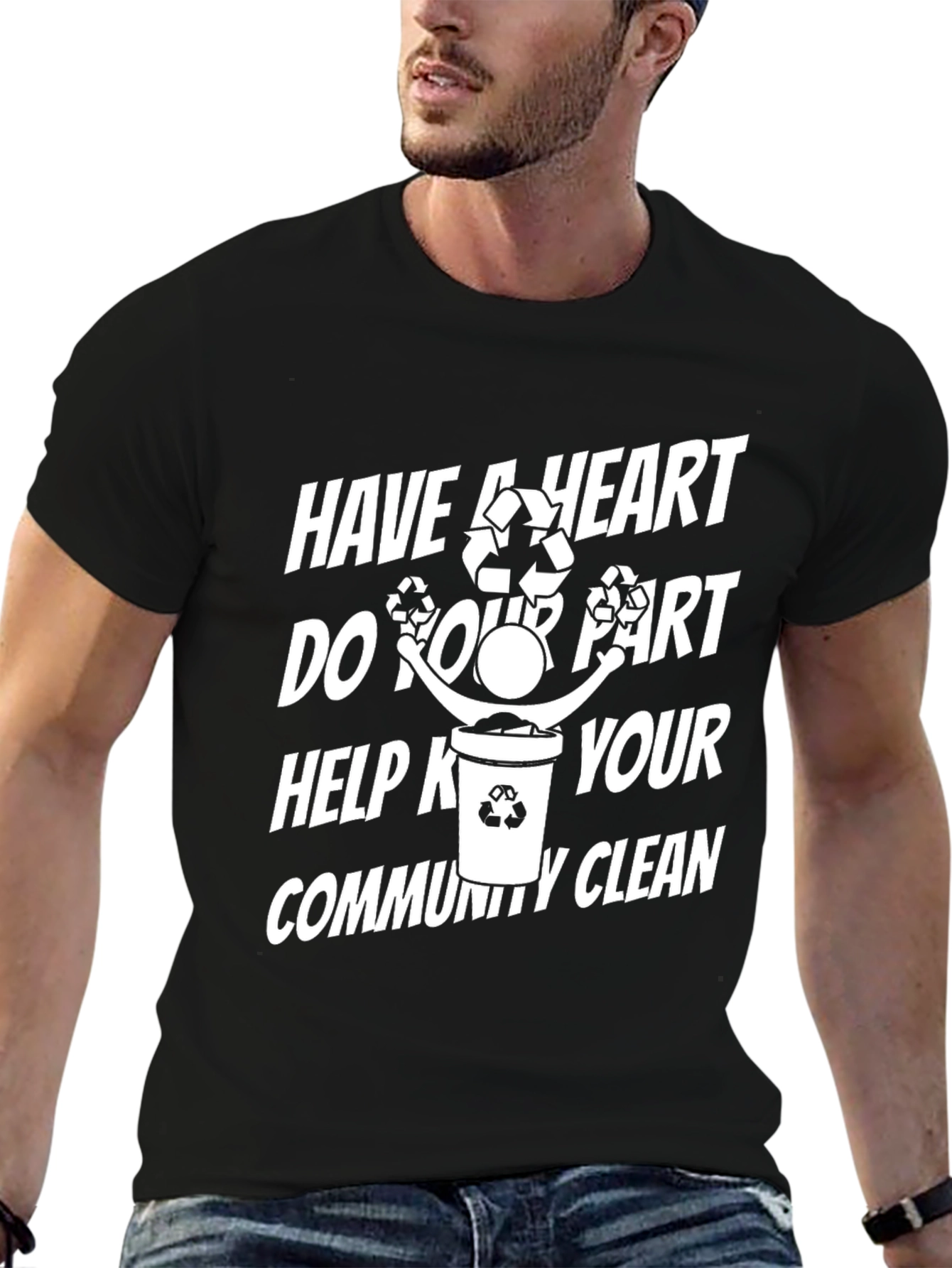 Eco-Friendly Have a Heart Graphic Black T-Shirt