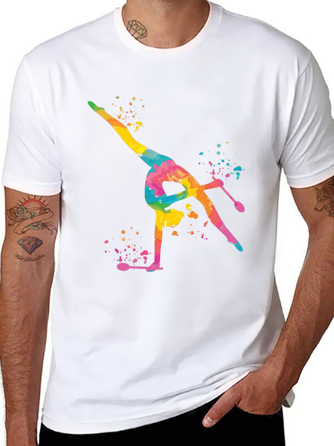 Watercolor Gymnast T-Shirt - Colorful Artistic Design