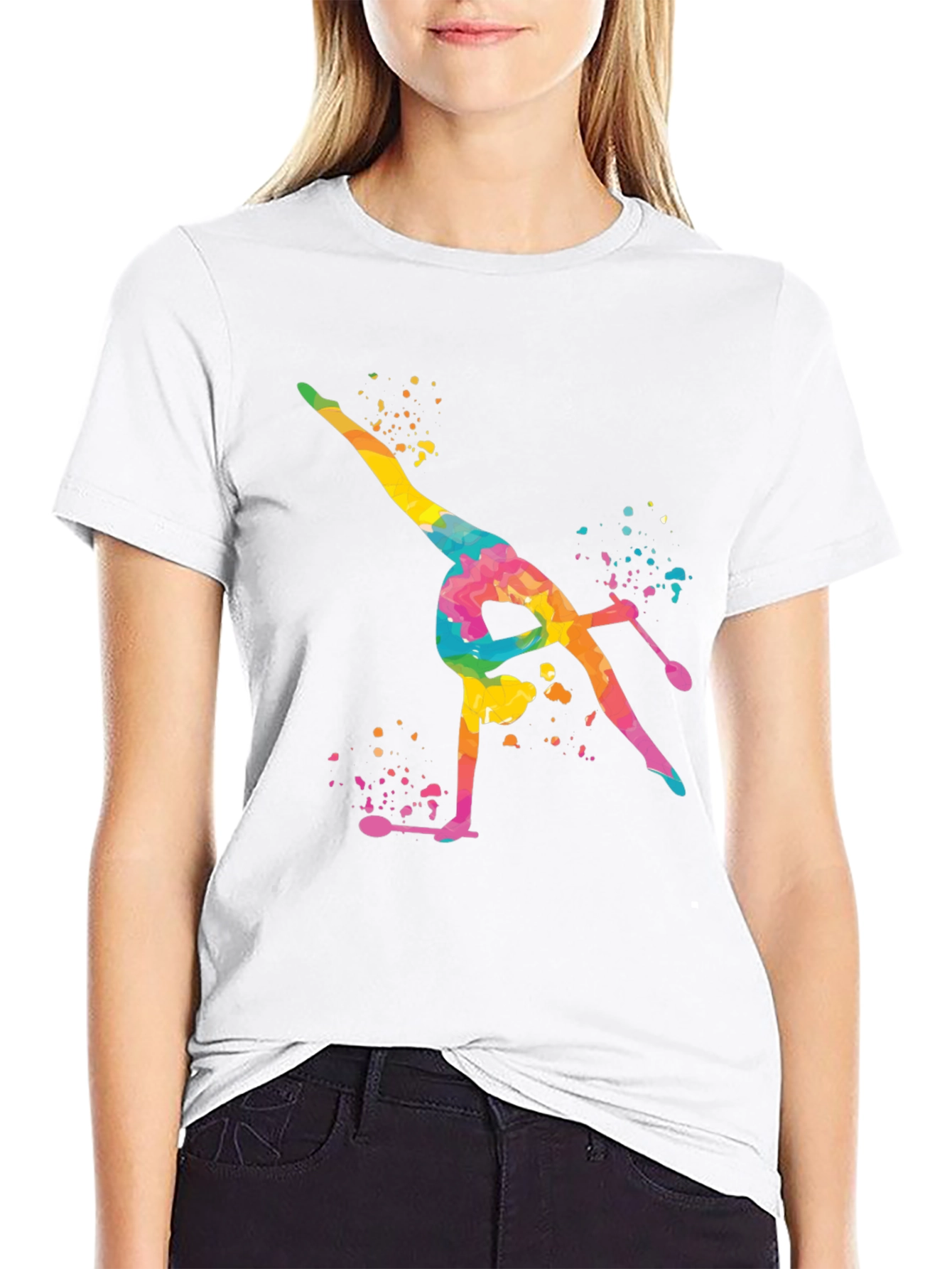 Watercolor Gymnast T-Shirt - Colorful Artistic Design