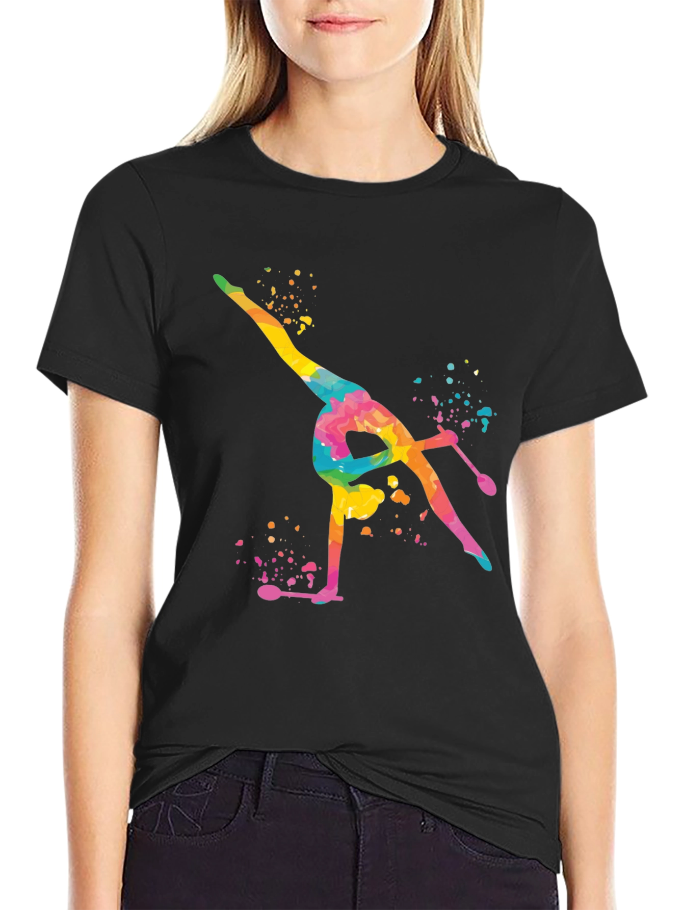 Watercolor Gymnast T-Shirt - Colorful Artistic Design