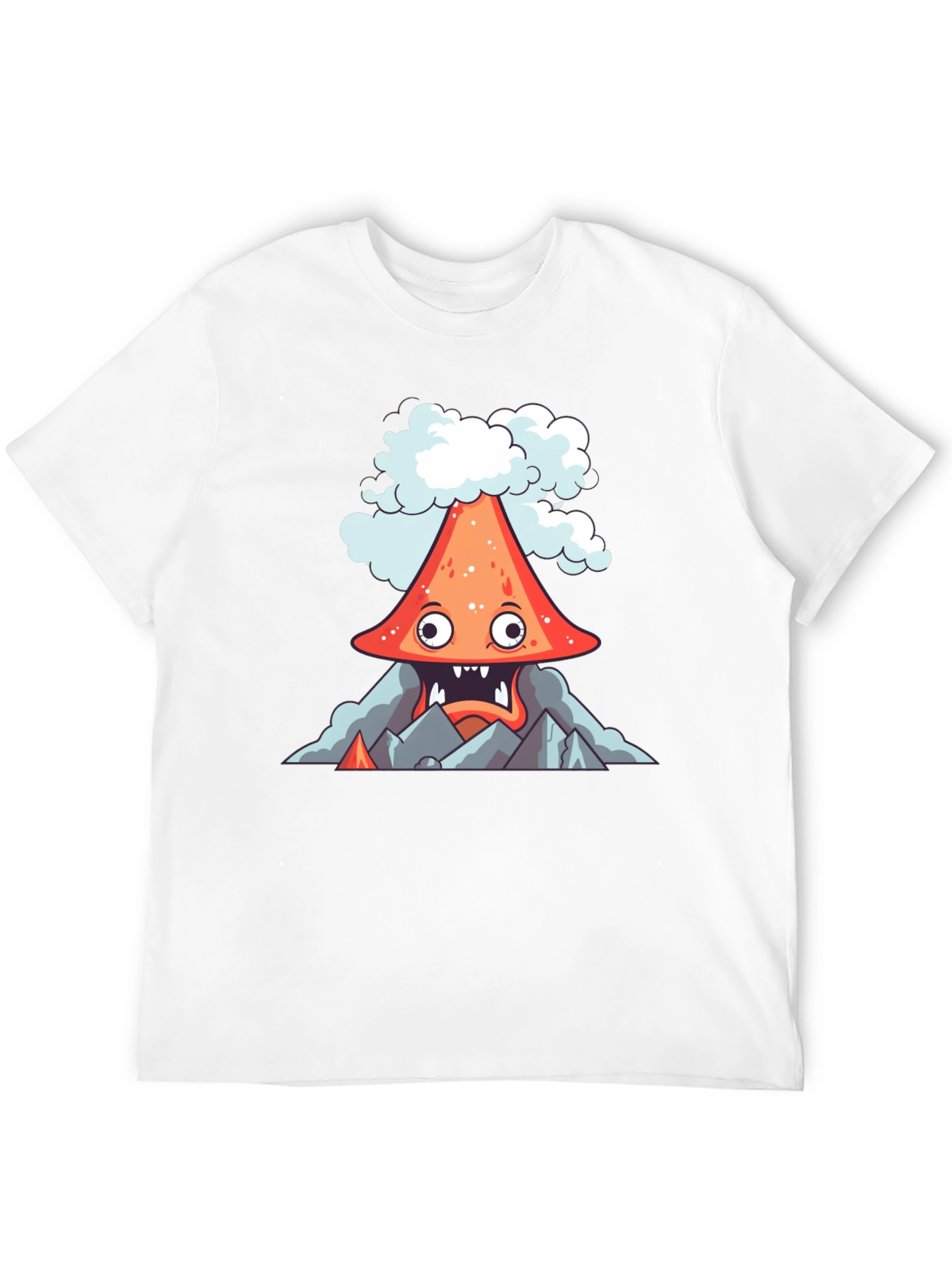 Volcano Cartoon Graphic Tee - Black
