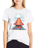 Volcano Cartoon Graphic Tee - Black