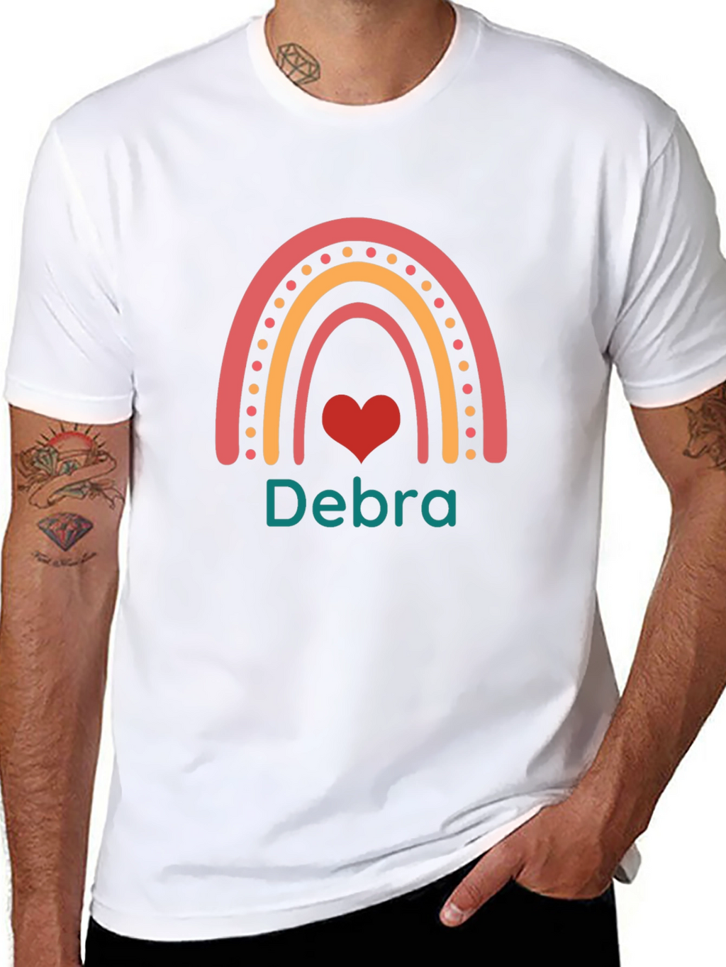 Debra Rainbow Heart Personalized T-Shirt