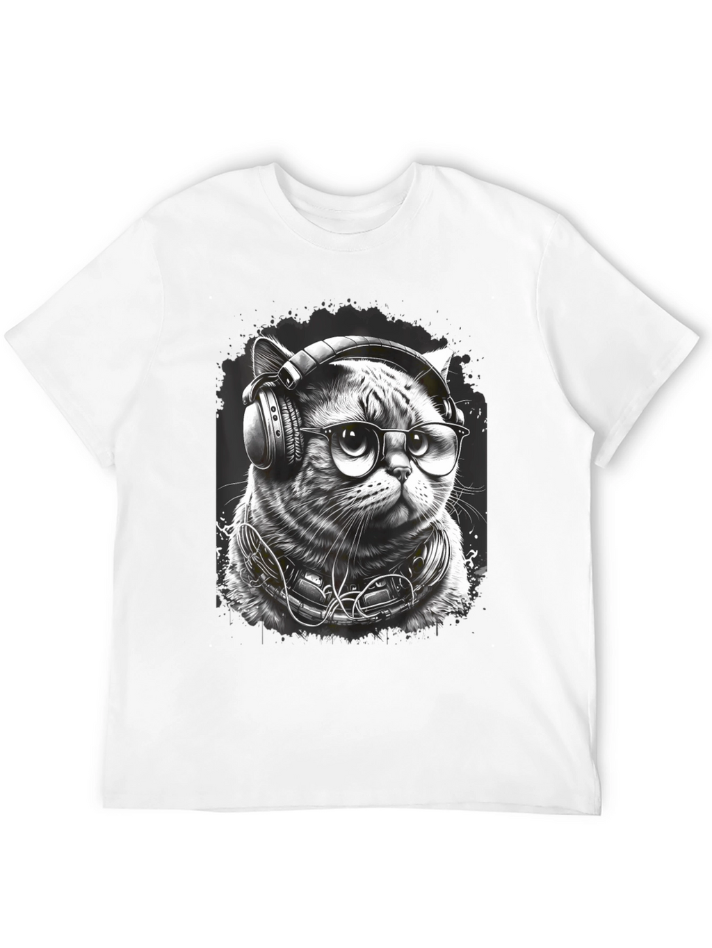 Cool Cat DJ Graphic Tee - Black T-Shirt