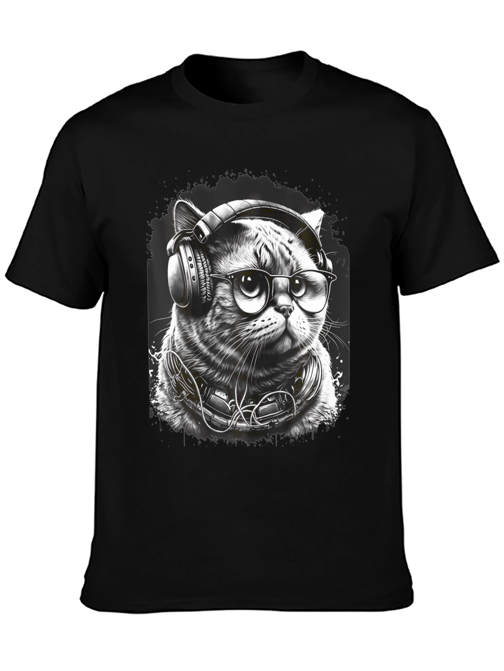 Cool Cat DJ Graphic Tee - Black T-Shirt