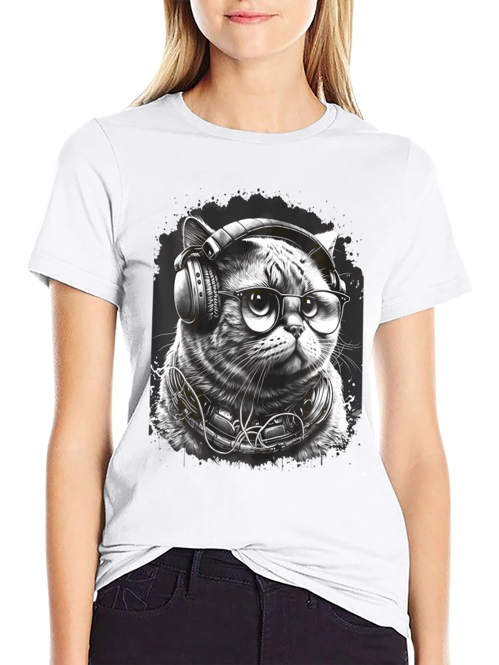 Cool Cat DJ Graphic Tee - Black T-Shirt