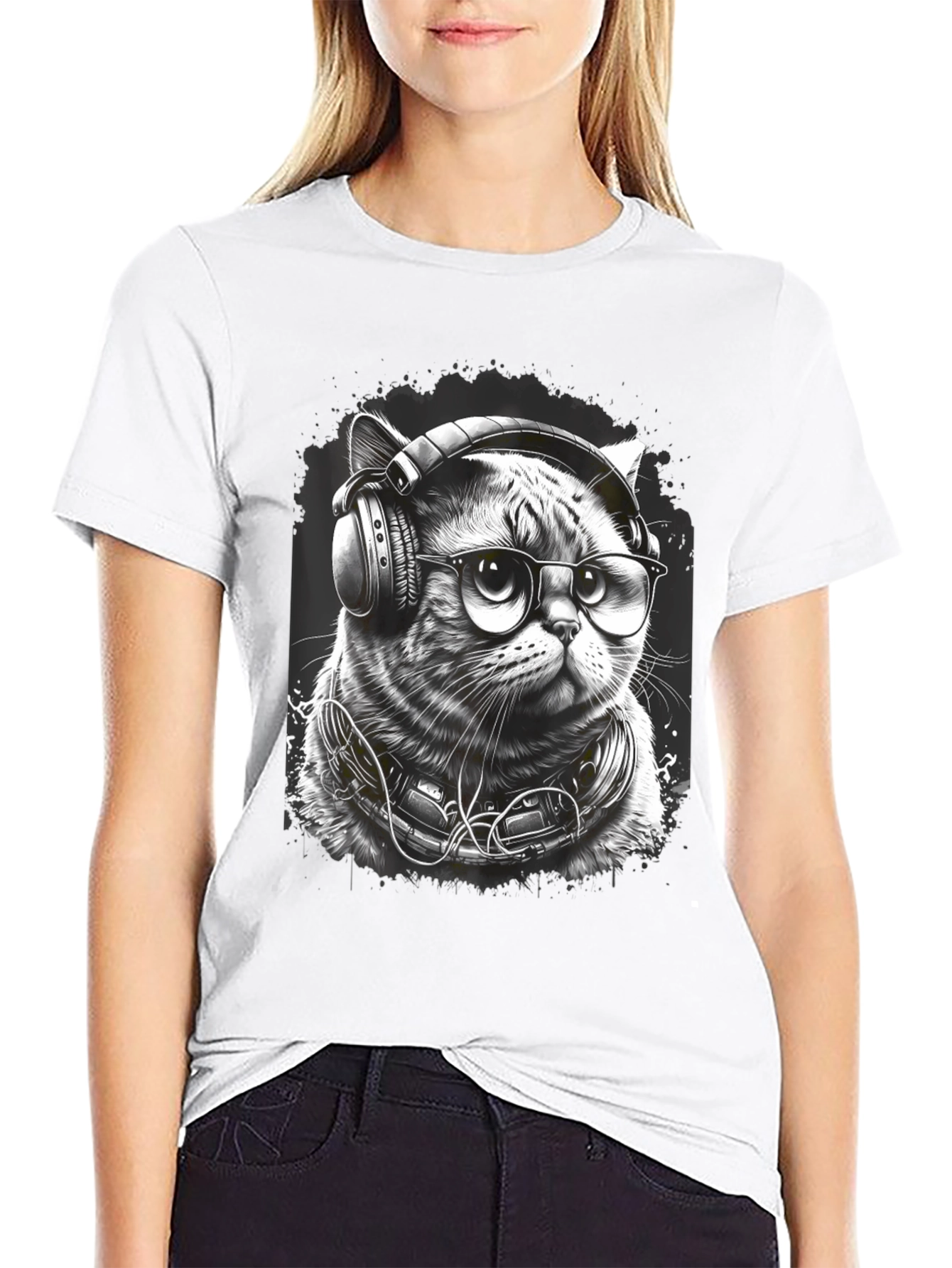 Cool Cat DJ Graphic Tee - Black T-Shirt