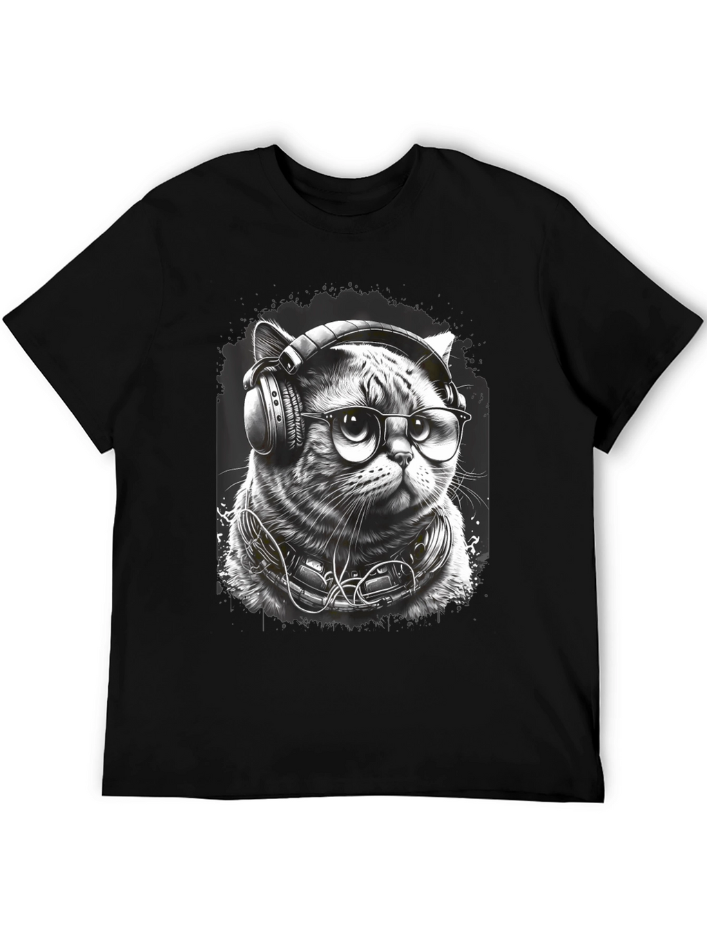 Cool Cat DJ Graphic Tee - Black T-Shirt