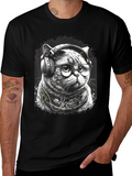Cool Cat DJ Graphic Tee - Black T-Shirt
