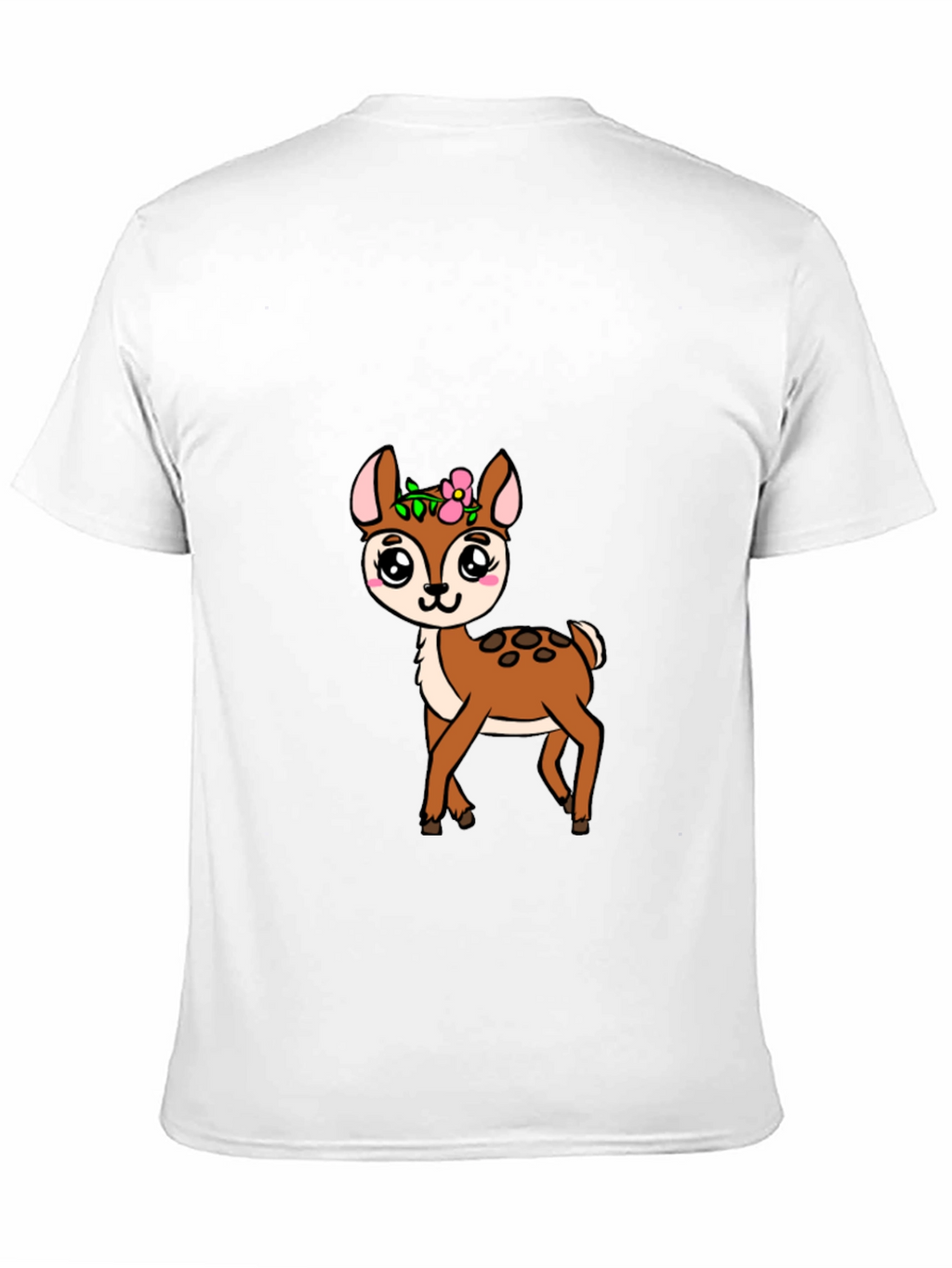 Cute Deer Graphic Tee - Black Cotton Blend Shirt