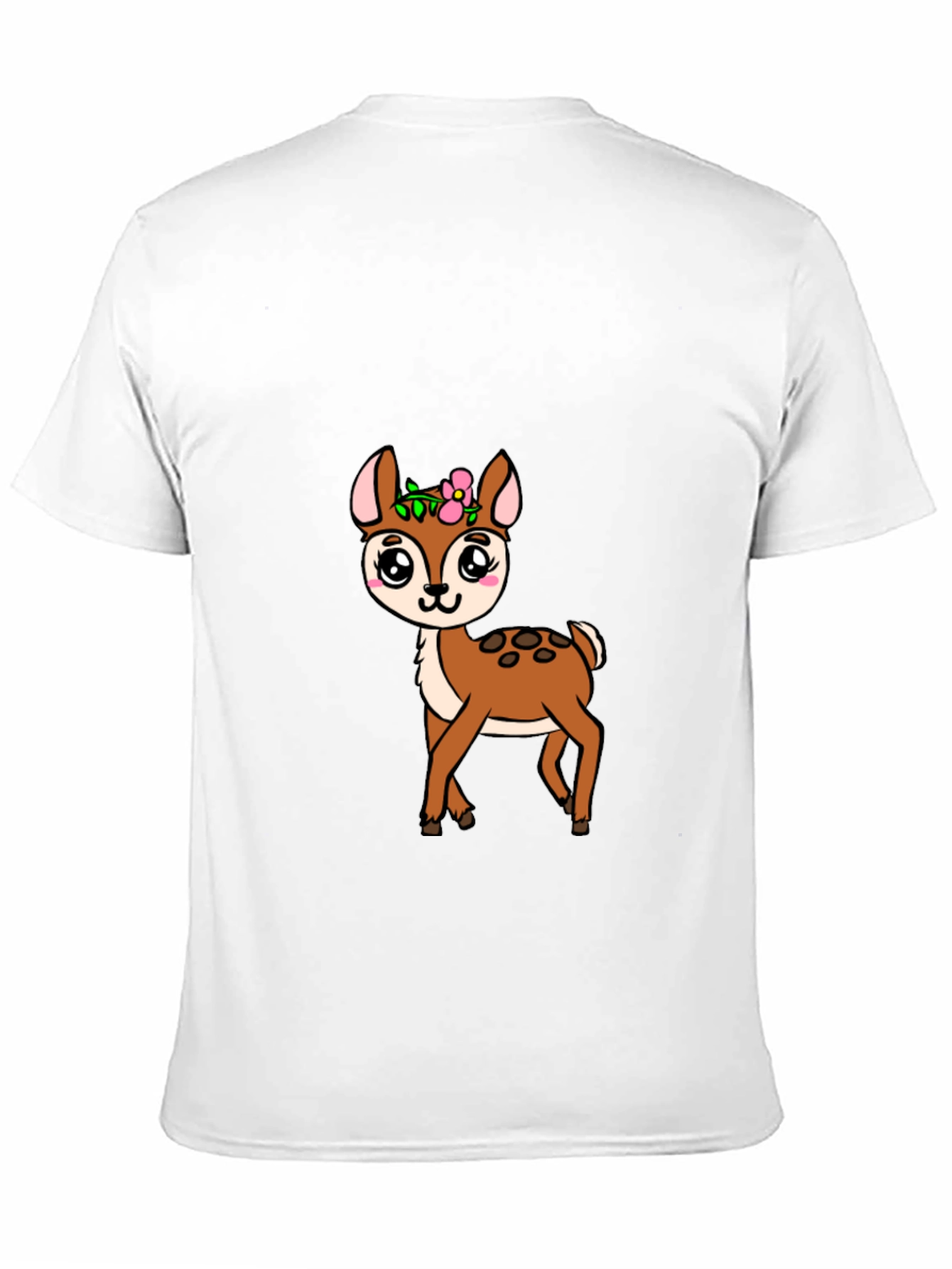 Cute Deer Graphic Tee - Black Cotton Blend Shirt