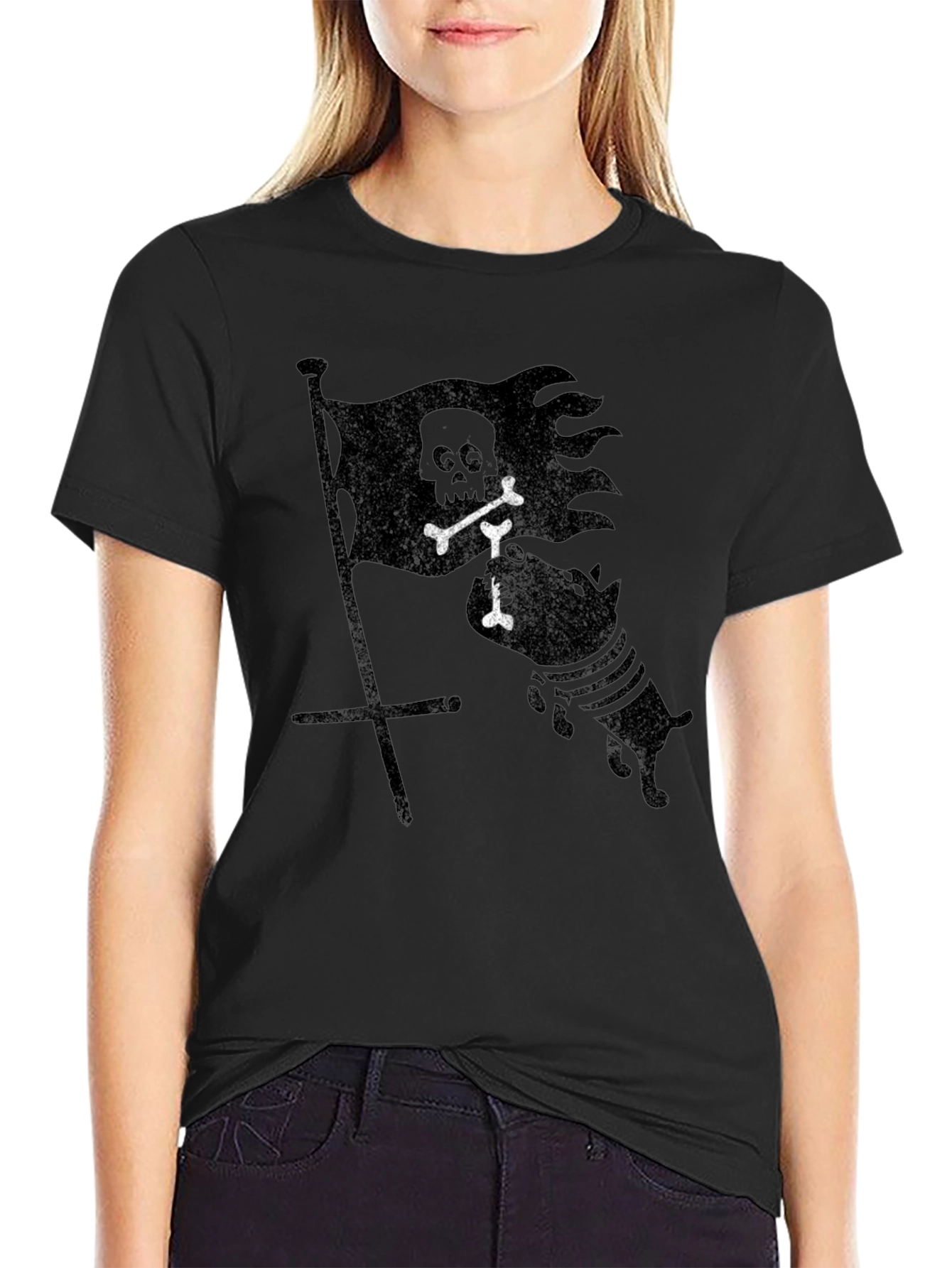 Pirate Flag Skull & Bones Mens Black T-Shirt