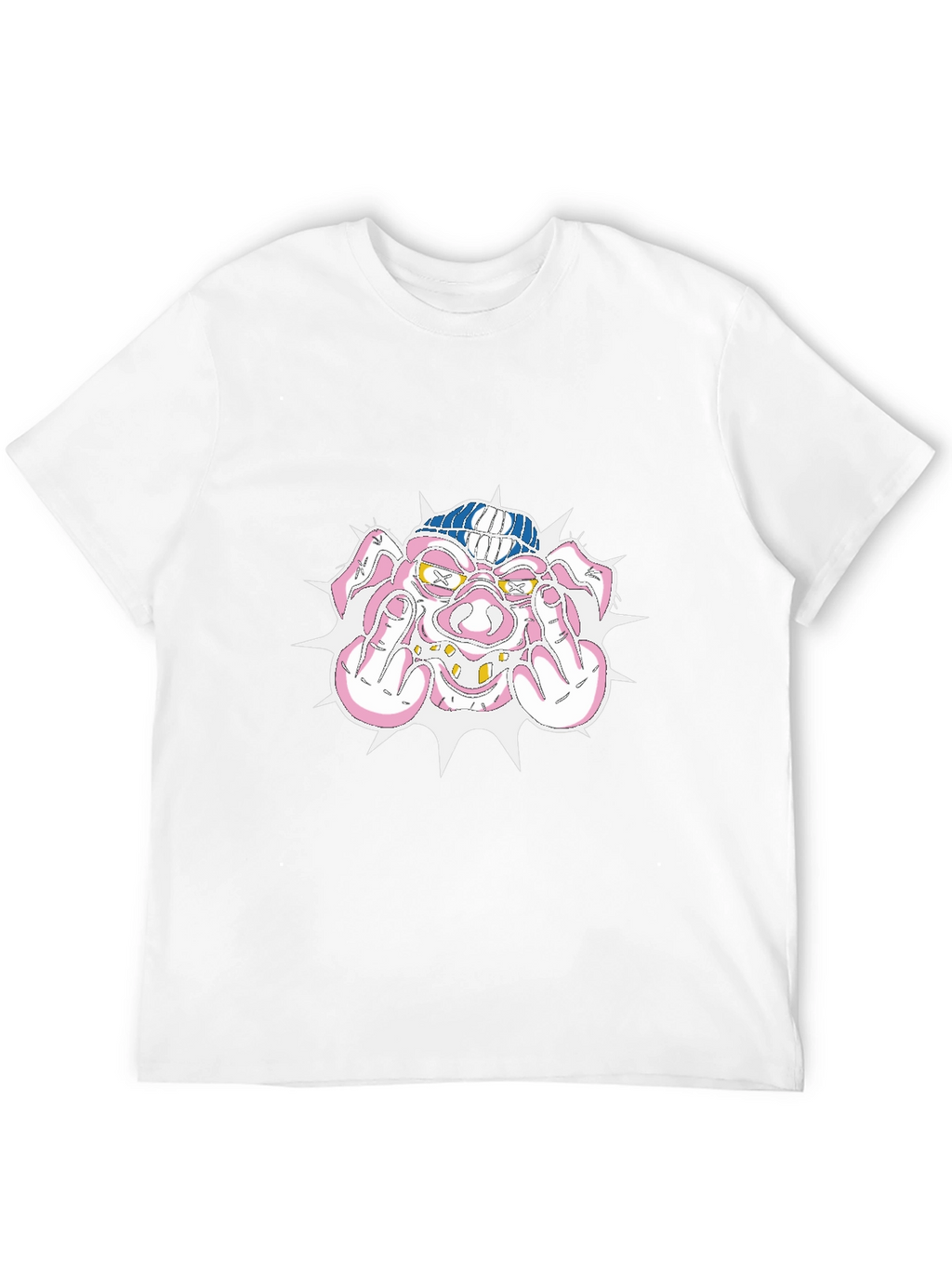 Pig Middle Finger Graphic Black T-Shirt